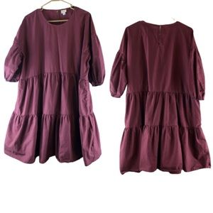 A new day XXL burgundy puffy sleeve oversize dress NWOT